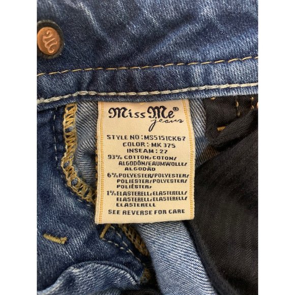 MISS ME Mid-Short Embellished Cut-Off Jean Shorts Sz 27 - Picture 10 of 12